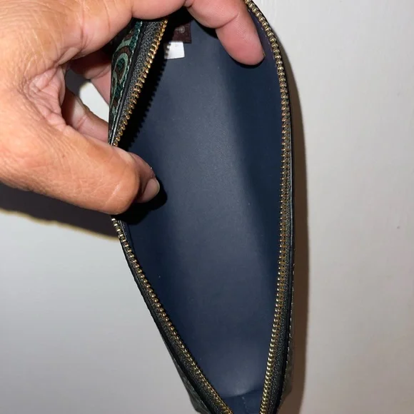 NWOT COACH Green and Brown MONOGRAM Patterned PENCIL PLUG Clutch CASE USB - Picture 6 of 7